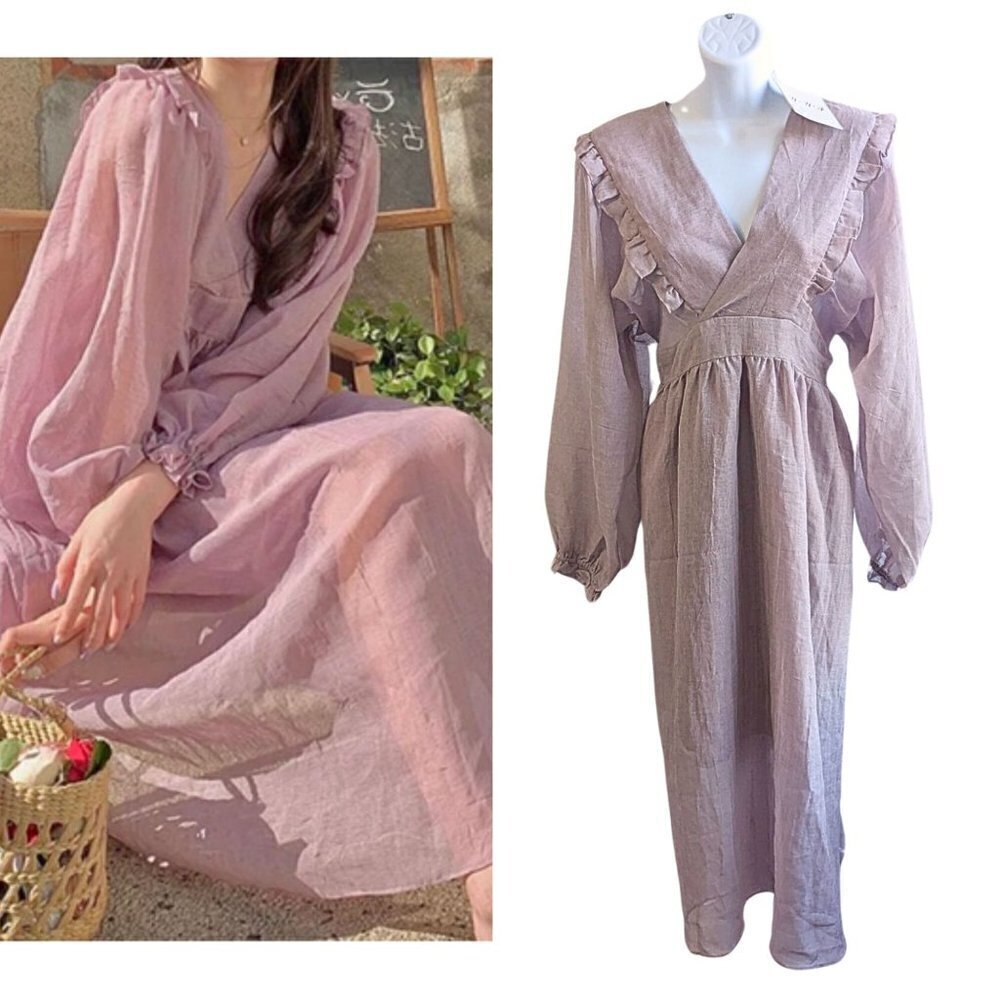 NWT YYF Japanese Harajuku Coquette Purple Chiffon Babydoll Dress Size M (S)